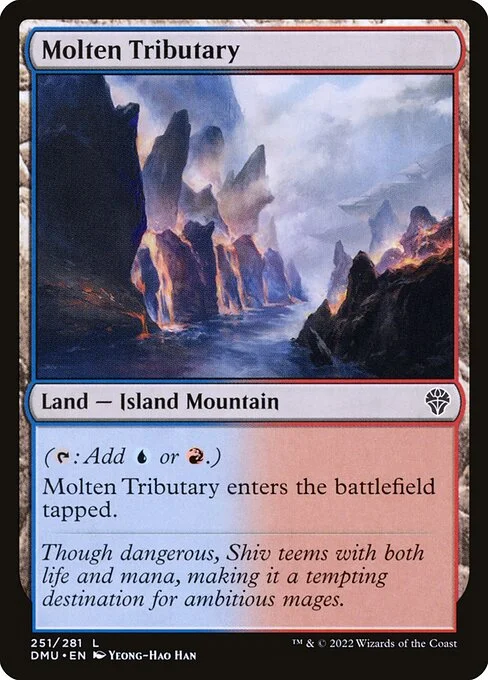 Molten Tributary, carta Magic di tipo Land — Island Mountain illustrata da Yeong-Hao Han