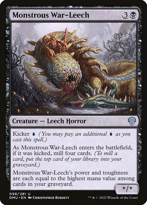 Monstrous War-Leech, carta Magic di tipo Creature — Leech Horror illustrata da Christopher Burdett