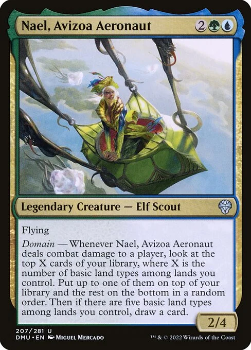 Nael, Avizoa Aeronaut, carta Magic di tipo Legendary Creature — Elf Scout illustrata da Miguel Mercado