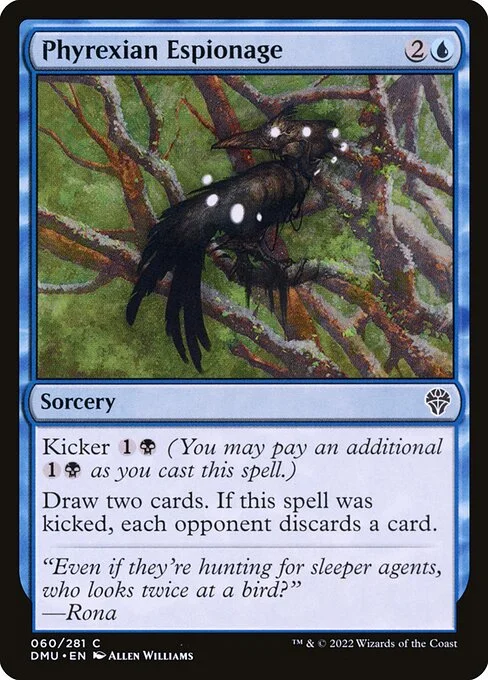 Phyrexian Espionage, carta Magic di tipo Sorcery illustrata da Allen Williams