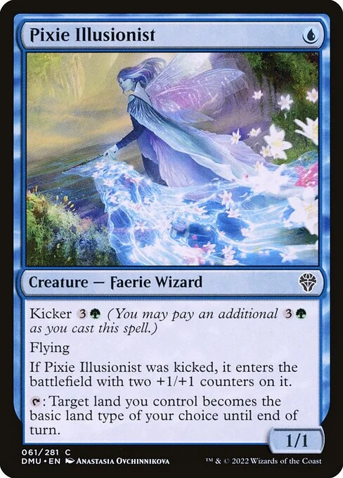 Pixie Illusionist, carta Magic di tipo Creature — Faerie Wizard illustrata da Anastasia Ovchinnikova