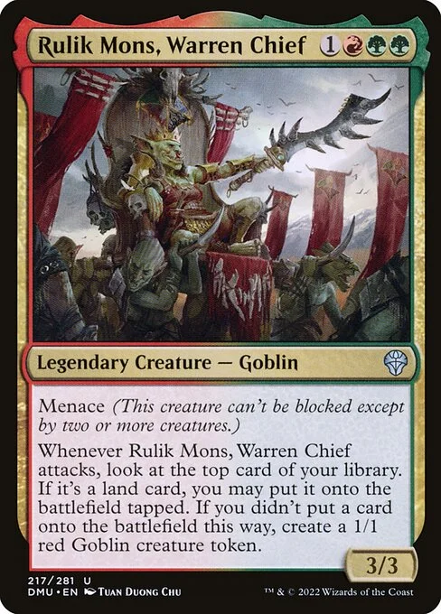 Rulik Mons, Warren Chief, carta Magic di tipo Legendary Creature — Goblin illustrata da Tuan Duong Chu