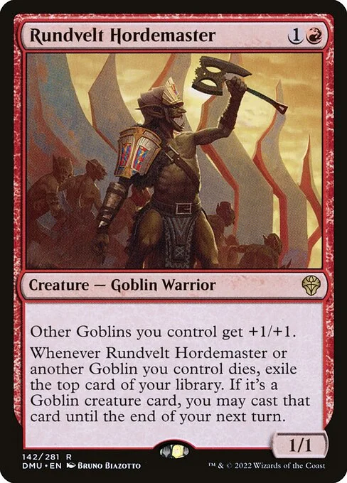 Rundvelt Hordemaster, carta Magic di tipo Creature — Goblin Warrior illustrata da Bruno Biazotto