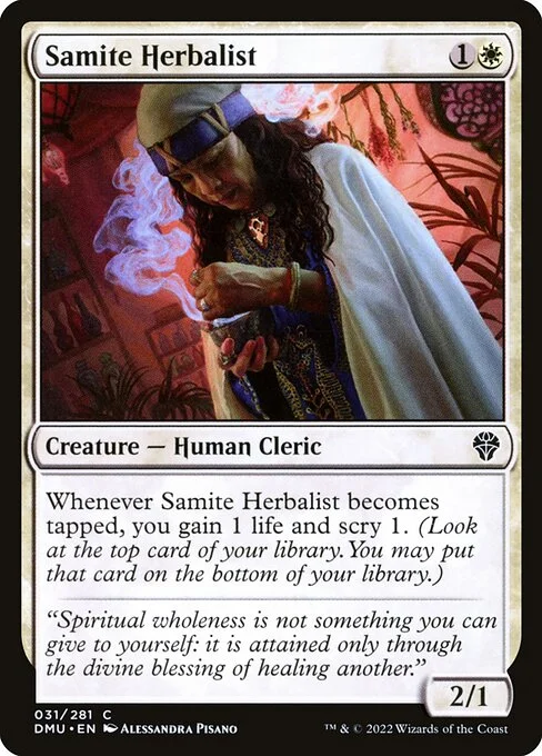 Samite Herbalist, carta Magic di tipo Creature — Human Cleric illustrata da Alessandra Pisano