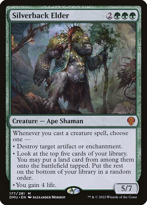 Silverback Elder, carta Magic di tipo Creature — Ape Shaman illustrata da Alexander Mokhov