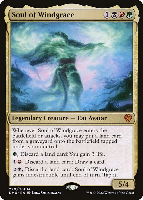Soul of Windgrace, carta Magic di tipo Legendary Creature — Cat Avatar illustrata da Liiga Smilshkalne