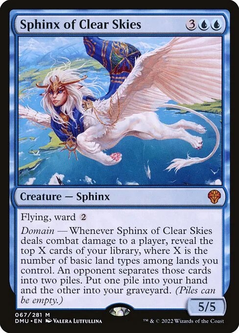 Sphinx of Clear Skies, carta Magic di tipo Creature — Sphinx illustrata da Valera Lutfullina