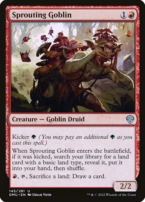 Sprouting Goblin, carta Magic di tipo Creature — Goblin Druid illustrata da Uriah Voth