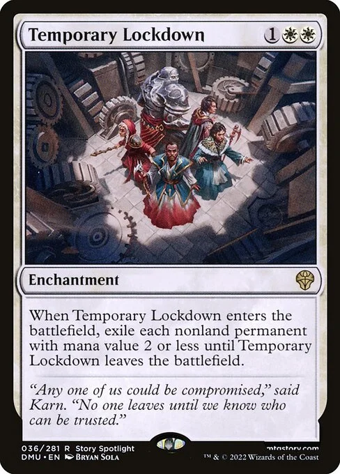 Temporary Lockdown, carta Magic di tipo Enchantment illustrata da Bryan Sola