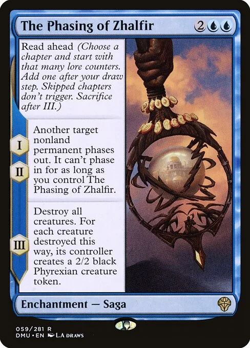 The Phasing of Zhalfir, carta Magic di tipo Enchantment — Saga illustrata da L.A. Draws