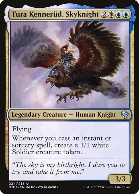Tura Kennerüd, Skyknight, carta Magic di tipo Legendary Creature — Human Knight illustrata da Donato Giancola