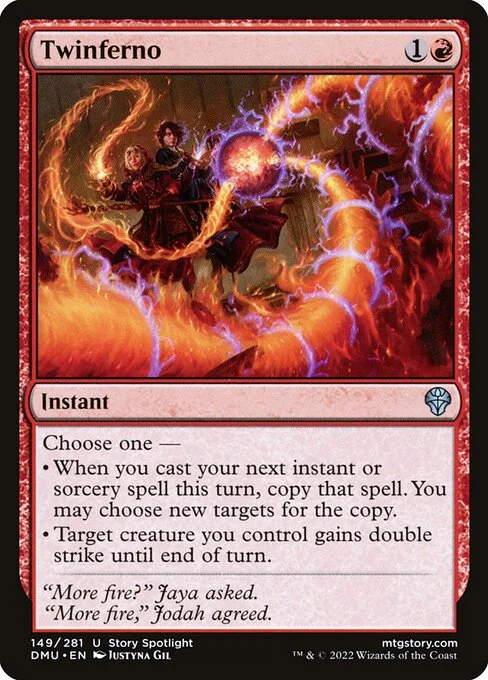 Twinferno, carta Magic di tipo Instant illustrata da Justyna Dura