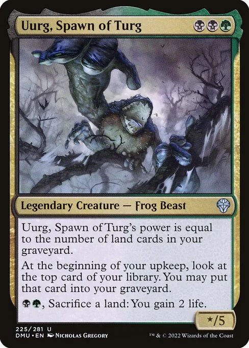 Uurg, Spawn of Turg, carta Magic di tipo Legendary Creature — Frog Beast illustrata da Nicholas Gregory
