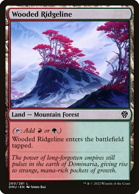 Wooded Ridgeline, carta Magic di tipo Land — Mountain Forest illustrata da Jinho Bae