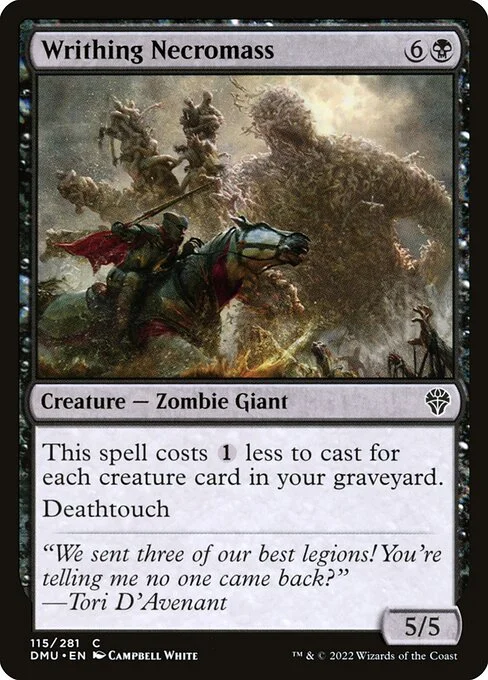 Writhing Necromass, carta Magic di tipo Creature — Zombie Giant illustrata da Campbell White