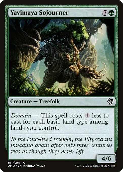 Yavimaya Sojourner, carta Magic di tipo Creature — Treefolk illustrata da Brian Valeza