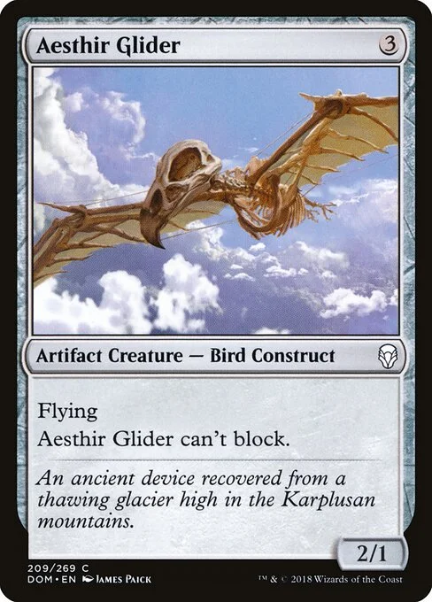 Aesthir Glider, carta Magic di tipo Artifact Creature — Bird Construct illustrata da James Paick