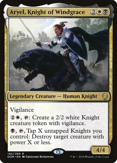 Aryel, Knight of Windgrace, carta Magic di tipo Legendary Creature — Human Knight illustrata da Grzegorz Rutkowski
