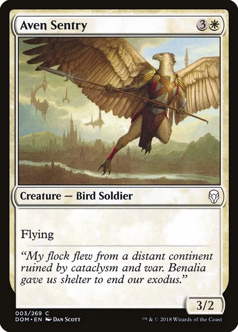 Aven Sentry, carta Magic di tipo Creature — Bird Soldier illustrata da Dan Murayama Scott