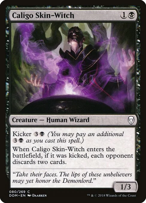 Caligo Skin-Witch, carta Magic di tipo Creature — Human Wizard illustrata da Daarken