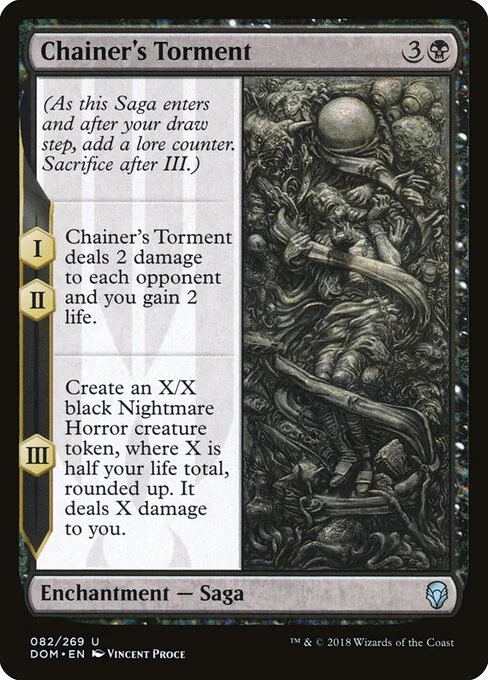 Chainer's Torment, carta Magic di tipo Enchantment — Saga illustrata da Vincent Proce