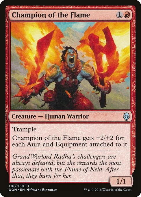 Champion of the Flame, carta Magic di tipo Creature — Human Warrior illustrata da Wayne Reynolds