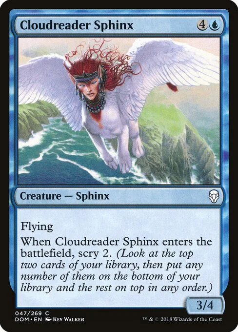 Cloudreader Sphinx, carta Magic di tipo Creature — Sphinx illustrata da Kev Walker