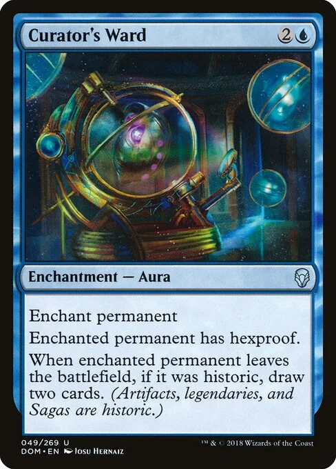 Curator's Ward, carta Magic di tipo Enchantment — Aura illustrata da Josu Hernaiz