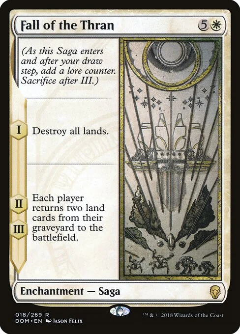 Fall of the Thran, carta Magic di tipo Enchantment — Saga illustrata da Jason Felix