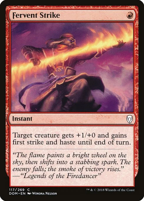 Fervent Strike, carta Magic di tipo Instant illustrata da Winona Nelson