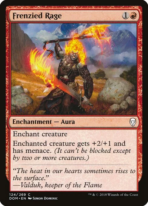 Frenzied Rage, carta Magic di tipo Enchantment — Aura illustrata da Simon Dominic