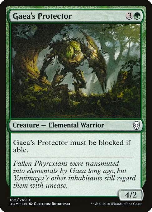Gaea's Protector, carta Magic di tipo Creature — Elemental Warrior illustrata da Grzegorz Rutkowski