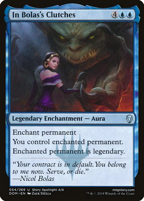 In Bolas's Clutches, carta Magic di tipo Legendary Enchantment — Aura illustrata da Zack Stella