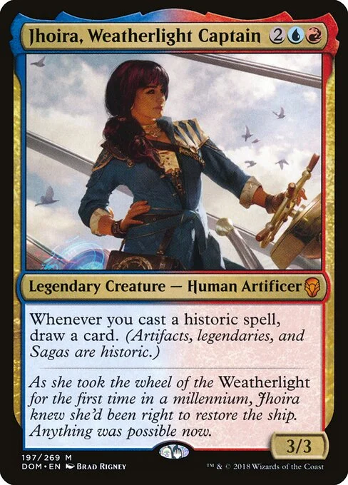 Jhoira, Weatherlight Captain, carta Magic di tipo Legendary Creature — Human Artificer illustrata da Brad Rigney