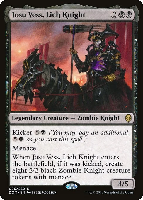 Josu Vess, Lich Knight, carta Magic di tipo Legendary Creature — Zombie Knight illustrata da Tyler Jacobson