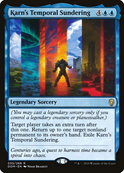 Karn's Temporal Sundering, carta Magic di tipo Legendary Sorcery illustrata da Noah Bradley