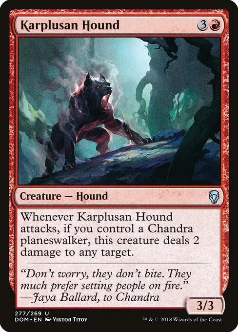 Karplusan Hound, carta Magic di tipo Creature — Dog illustrata da Viktor Titov