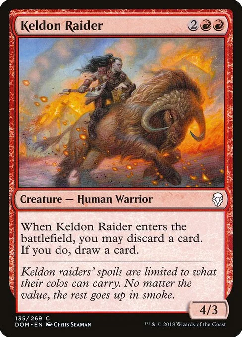 Keldon Raider, carta Magic di tipo Creature — Human Warrior illustrata da Chris Seaman