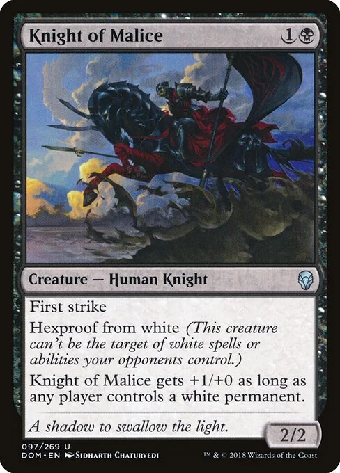 Knight of Malice, carta Magic di tipo Creature — Human Knight illustrata da Sidharth Chaturvedi