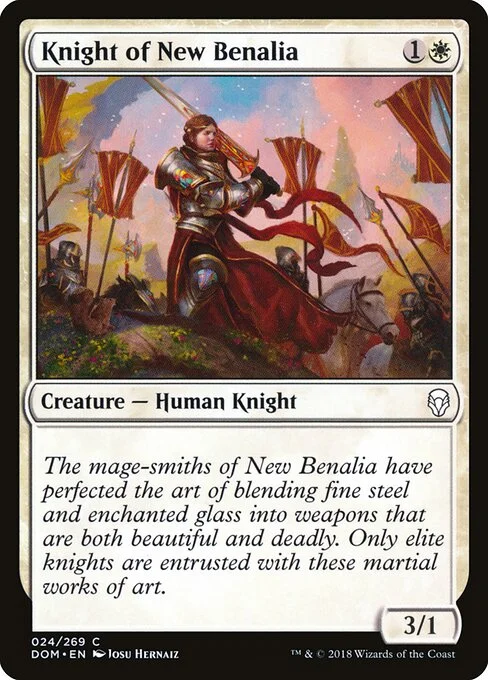 Knight of New Benalia, carta Magic di tipo Creature — Human Knight illustrata da Josu Hernaiz