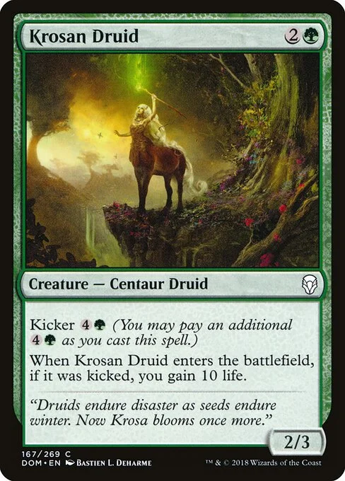 Krosan Druid, carta Magic di tipo Creature — Centaur Druid illustrata da Bastien L. Deharme