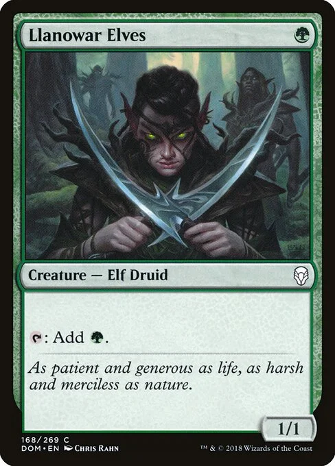 Llanowar Elves, carta Magic di tipo Creature — Elf Druid illustrata da Chris Rahn