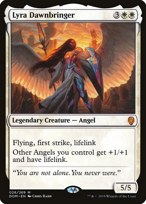 Lyra Dawnbringer, carta Magic di tipo Legendary Creature — Angel illustrata da Chris Rahn