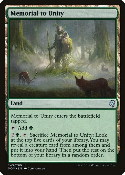 Memorial to Unity, carta Magic di tipo Land illustrata da Cliff Childs