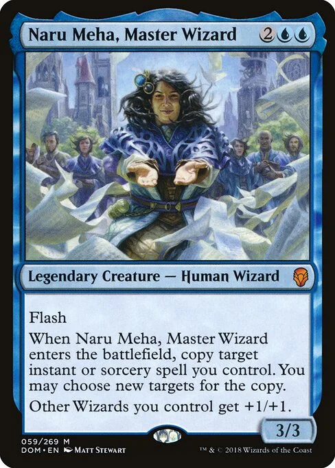 Naru Meha, Master Wizard, carta Magic di tipo Legendary Creature — Human Wizard illustrata da Matt Stewart