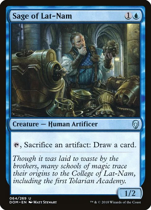 Sage of Lat-Nam, carta Magic di tipo Creature — Human Artificer illustrata da Matt Stewart