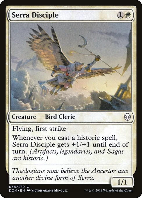 Serra Disciple, carta Magic di tipo Creature — Bird Cleric illustrata da Victor Adame Minguez