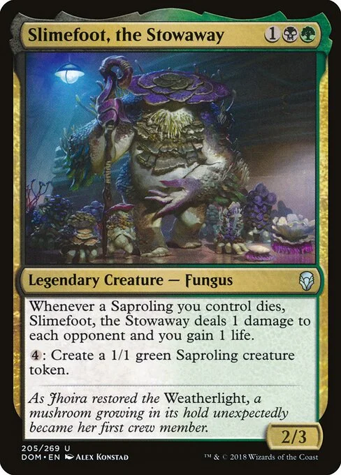 Slimefoot, the Stowaway, carta Magic di tipo Legendary Creature — Fungus illustrata da Alex Konstad