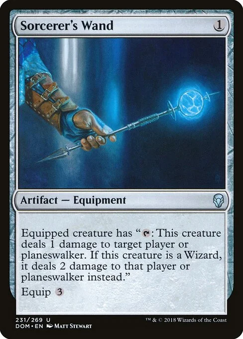 Sorcerer's Wand, carta Magic di tipo Artifact — Equipment illustrata da Matt Stewart