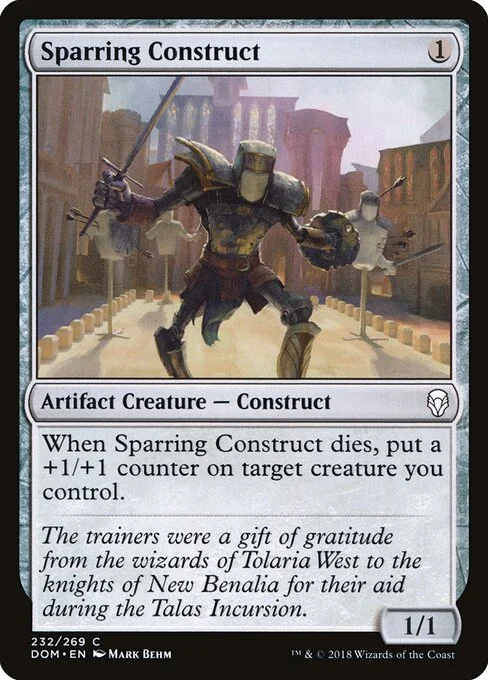 Sparring Construct, carta Magic di tipo Artifact Creature — Construct illustrata da Mark Behm